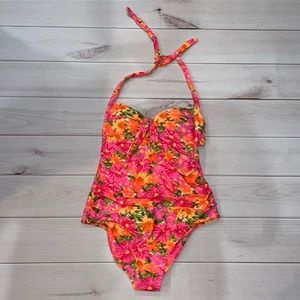 Mumu Mermaid one piece with a tie back halter swim suit size medium